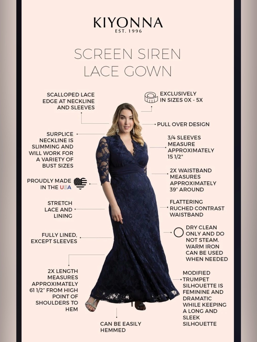 NWT KIYONNA Screen Siren Lace Gown in Black 2x - Picture 15 of 15
